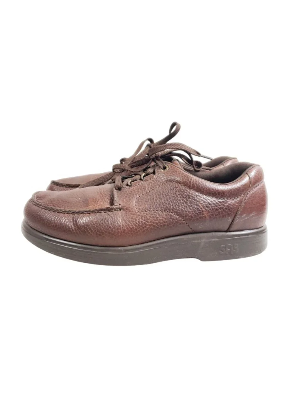 SAS Mens Size 11W Brown Leather Comfort Shoes TriPad Sole Lace-Up Casual